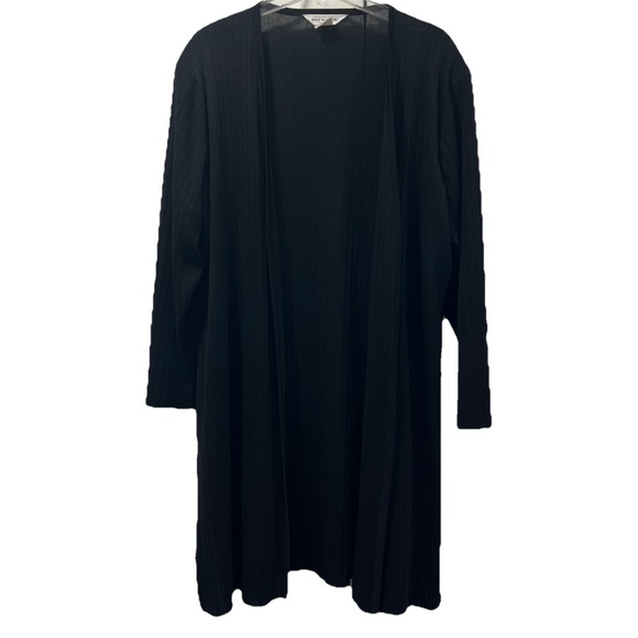 Misook Sweaters - Misook Textured Black Duster Jacket 1X Vintage Cardigan 90’s Open Front Casual